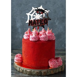Cake topper cumpleaños personalizado de ARAÑA Y TELA - FIESTA IMPRESA