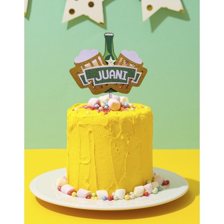 Cake topper cumpleaños personalizado de CERVEZA JARRA - FIESTA IMPRESA