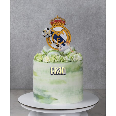 Cake topper cumpleaños personalizado FUTBOL REAL MADRID-FIESTA IMPRESA