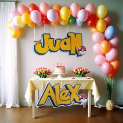 Nombre XL estilo Pokemon decora mesas dulces cumpleaños comunión