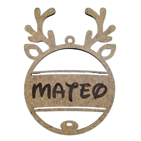 ADORNO NAVIDAD RENO NOMBRE GRABADO EN MADERA