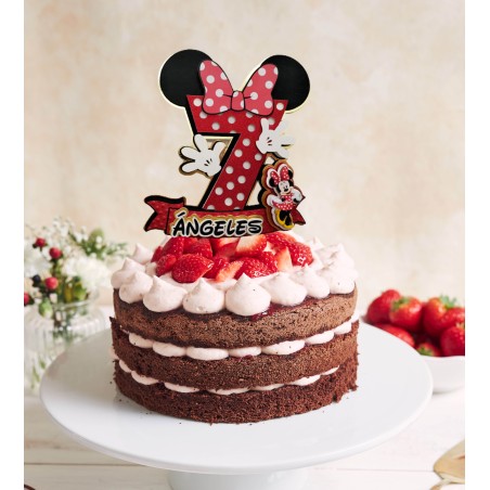 Cake topper cumpleaños personalizado de MINNIE MOUSE - FIESTA IMPRESA
