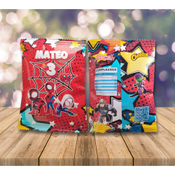 BOLSAS CHIPS SPIDEY Y SU SUPEREQUIPO ENVOLTORIO PERSONALIZADO FIESTA
