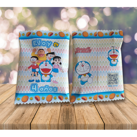 BOLSAS CHIPS DORAEMON Y AMIGOS PERSONALIZADAS CUMPLEAÑOS FIESTA EVENTO