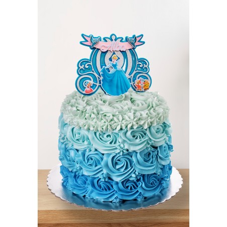 Cake topper cumpleaños personalizado de CENICIENTA - FIESTA IMPRESA