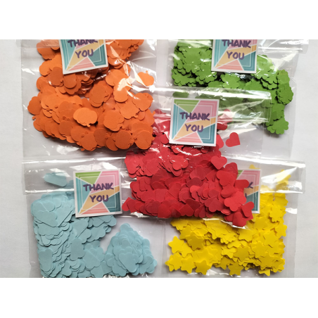BOLSAS DE CONFETI FORMAS ESTRELLA CALABAZA CORAZON BODAS FIESTA CUMPLE