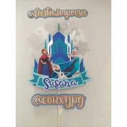 Cake topper cumpleaños personalizado de FROZEN CASTILLO-FIESTA IMPRESA