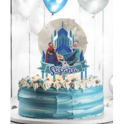 Cake topper cumpleaños personalizado de FROZEN CASTILLO-FIESTA IMPRESA
