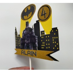 Cake topper cumpleaños personalizado de BATMAN FOCO - FIESTA IMPRESA
