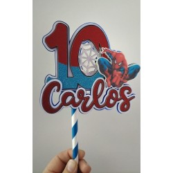 Cake topper cumpleaños personalizado de SPIDERMAN TELA -FIESTA IMPRESA