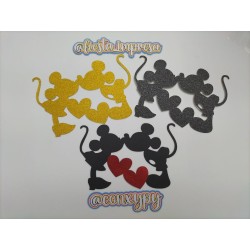 Cake topper cumpleaños SILUETAS DE MIKEY Y MINNIE - FIESTA IMPRESA