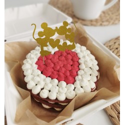 Cake topper cumpleaños SILUETAS DE MIKEY Y MINNIE - FIESTA IMPRESA