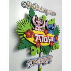 Cake topper cumpleaños personalizado de ANGEL  STITCH - FIESTA IMPRESA