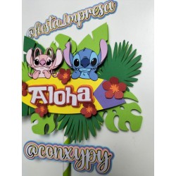 Cake topper cumpleaños personalizado de ANGEL  STITCH - FIESTA IMPRESA