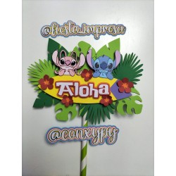 Cake topper cumpleaños personalizado de ANGEL  STITCH - FIESTA IMPRESA