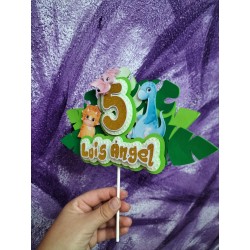 Cake topper cumpleaños personalizado de DINOSAURIOS - FIESTA IMPRESA