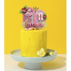 Cake topper cumpleaños personalizado de FLAMENCO VERANO-FIESTA IMPRESA