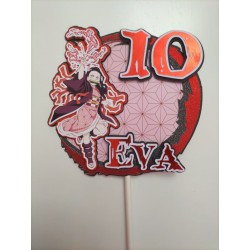 Cake topper cumpleaños personalizado de NEZUKO DEMONIO -FIESTA IMPRESA